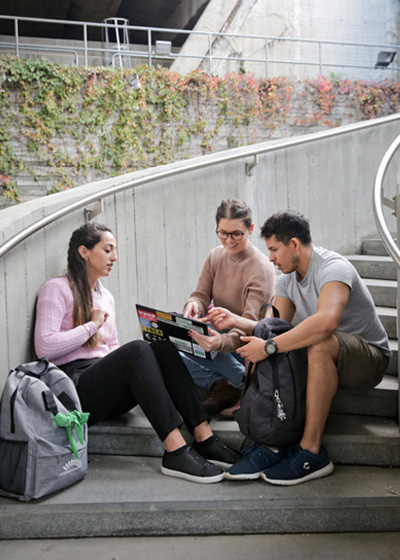 Students going through an academic transcript